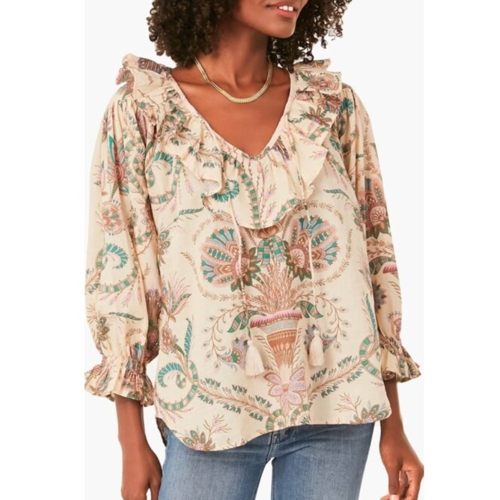 Tuckernuck Mille Versailles May Long Sleeve Blouse Top Size Small‎ Resort Wear